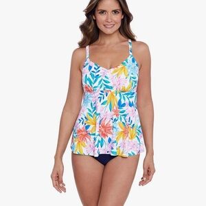 ShapeSolver Tropical Floral Women's Tankini Top Only Size 16